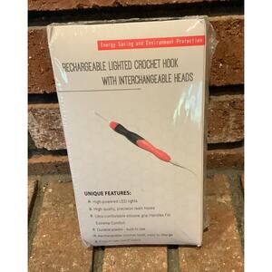 Rechargeable Lighted Crochet Hook with Interchangeable Heads - Red and Black